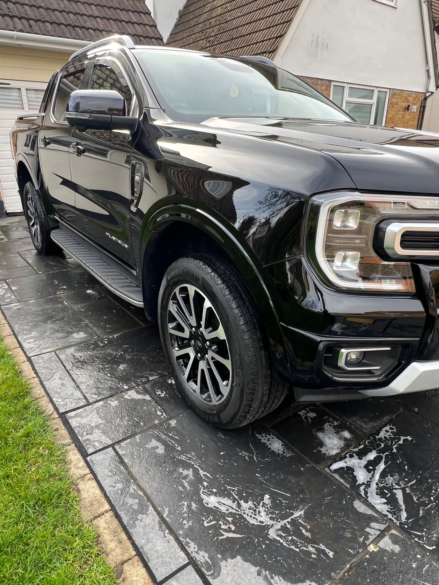 Black Ford Ranger Platinum gleaming after a full exterior detail